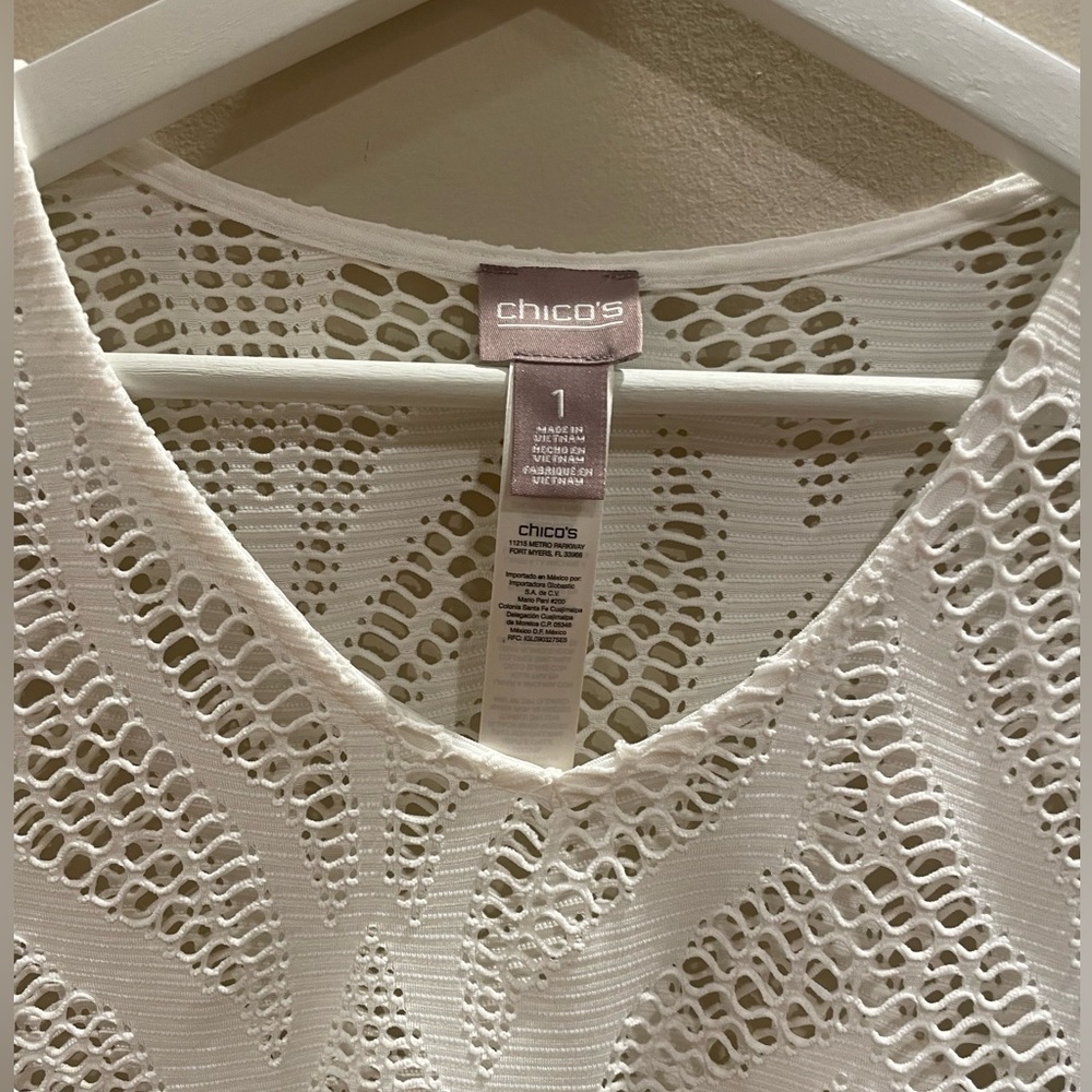 Chico’s White Cutout Coverup Shirt - Picture 5 of 6